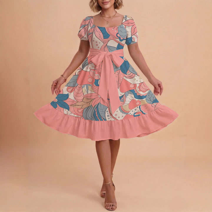 Damen elegantes Maxikleid mit floralem Design und Taillengürtel Echo Archiv