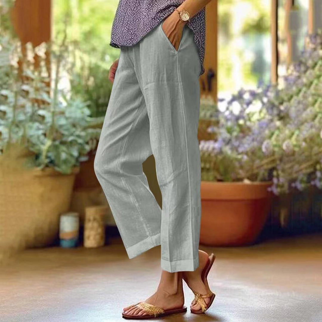 Damen nan lässige Cropped-Hose mit geradem Bein, dezenter Bügelfalte und seitlichen Eingrifftaschen Echo Archiv