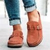 Damen Veloursleder-Slipper mit ergonomischer Korksohle und verstellbarem Schnallenriemen – Lioré