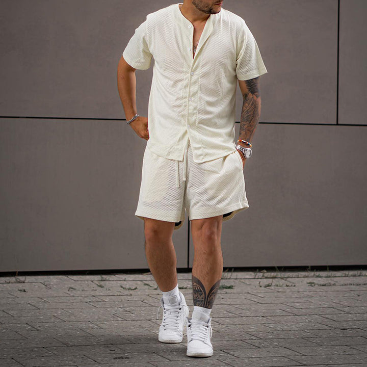 Herren atmungsaktives Sport-Set mit Kurzarm-Hemd und Shorts Echoarchiv