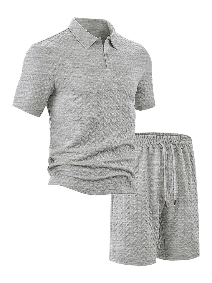 Herren sportliches Kurzarm-Polo und Shorts Set mit strukturiertem Design Echoarchiv