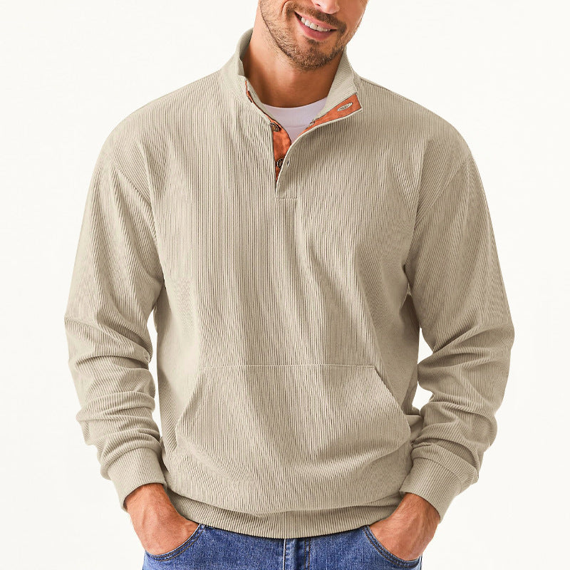 Herren Freizeitpullover mit strukturiertem Design und Knopfleiste Echoarchiv