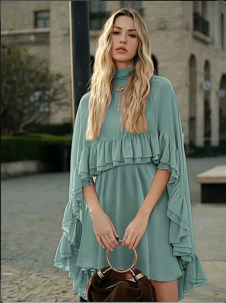 Damen romantisches Chiffonkleid mit Volants und weitem Saum Echo Archiv
