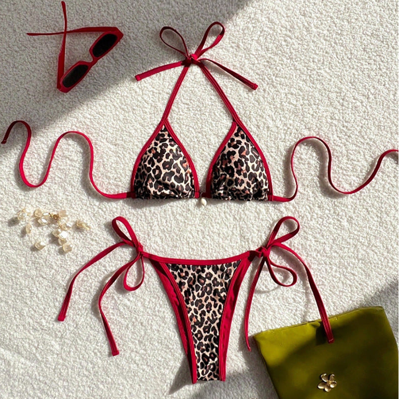 Damen Triangel-Bikini mit animalischem Muster und seitlichen Krawatten Echo Archiv