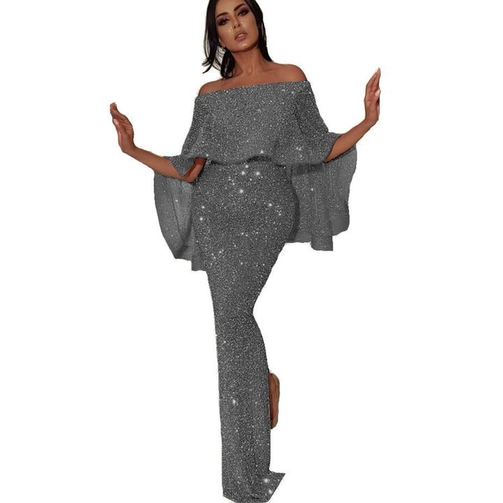 Damen Glitzerndes Abendkleid mit Offshoulder-Design und Rüschendetails Echo Archiv