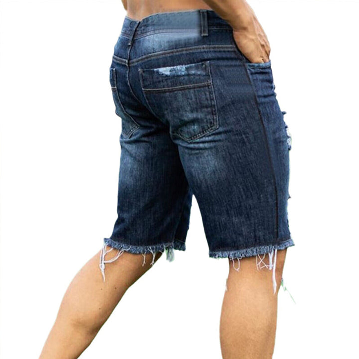 Herren Destroyed Denim-Shorts mit unregelmäßigem Saum und modischen Rissdetails Echo Archiv