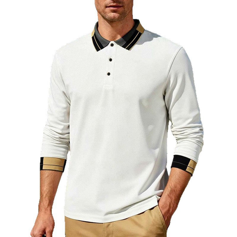 Herren nan langärmeliges Poloshirt mit Kontrastkragen und gerippten Manschetten Echo Archiv