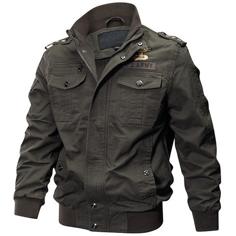 Herren nan militärisch inspiriertes Bomber-Fieldjacke mit Epauletten, verdecktem Reißverschluss und Klappbrusttaschen Echo Archiv