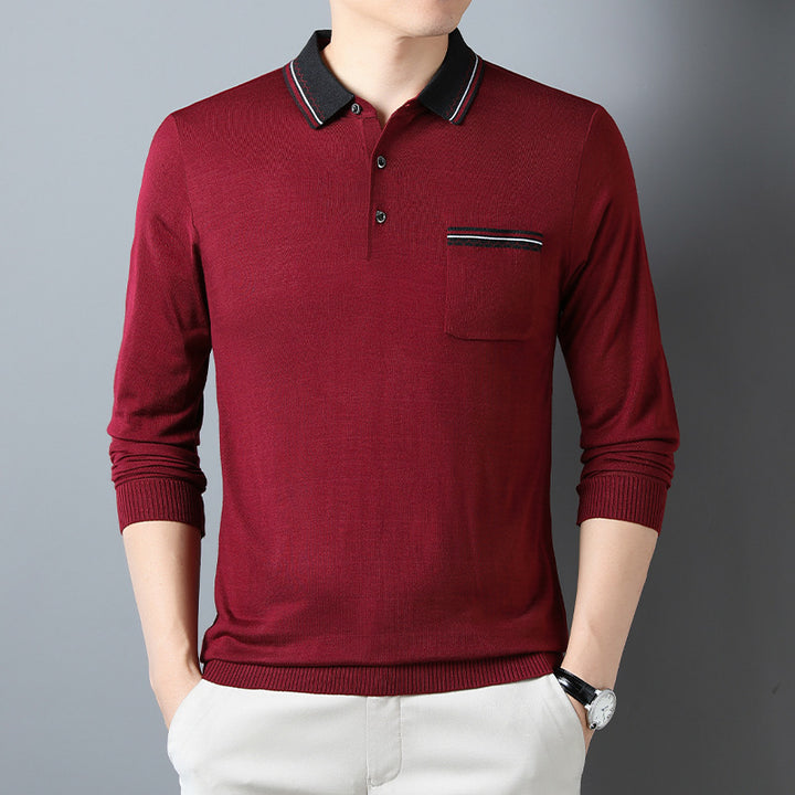 Herren Langarm Poloshirt mit modischem Kragen und praktischer Brusttasche Echoarchiv
