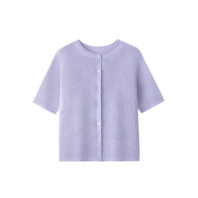 Damen Kurzarm-Feinstrick-Cardigan mit Rundhalsausschnitt & feiner Knopfleiste Echo Archiv