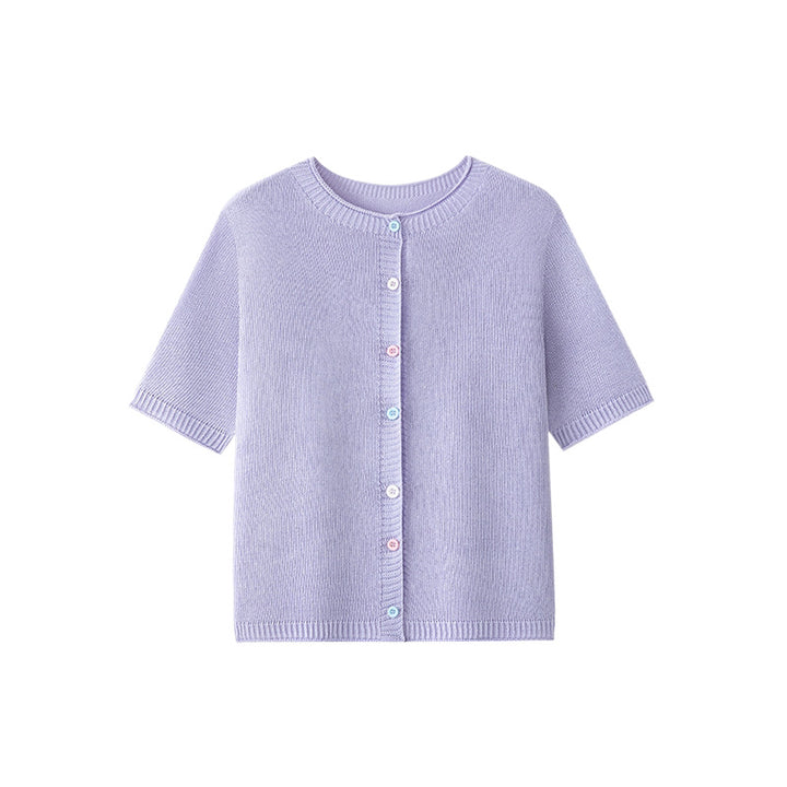 Damen Kurzarm-Feinstrick-Cardigan mit Rundhalsausschnitt & feiner Knopfleiste Echo Archiv