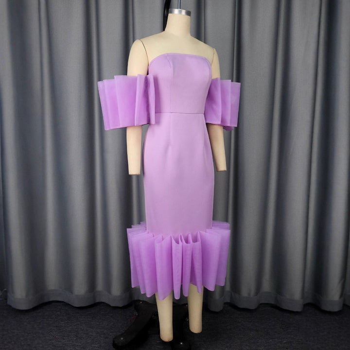 Damen Elegantes Kleid mit voluminösen Rüschenärmeln Echo Archiv