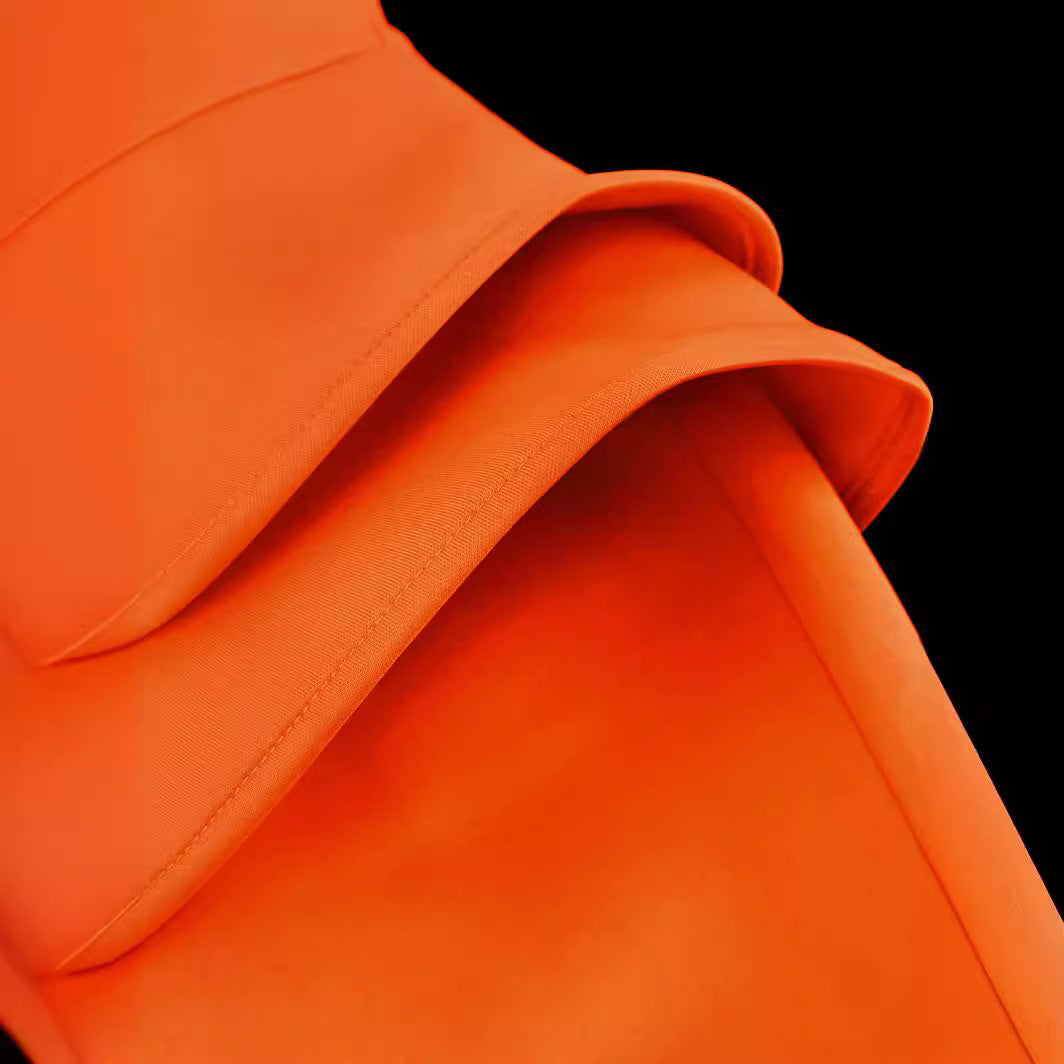 Damen figurbetontes Abendkleid mit asymmetrischem Ausschnitt und voluminösem Rüschenelement Echo Archiv