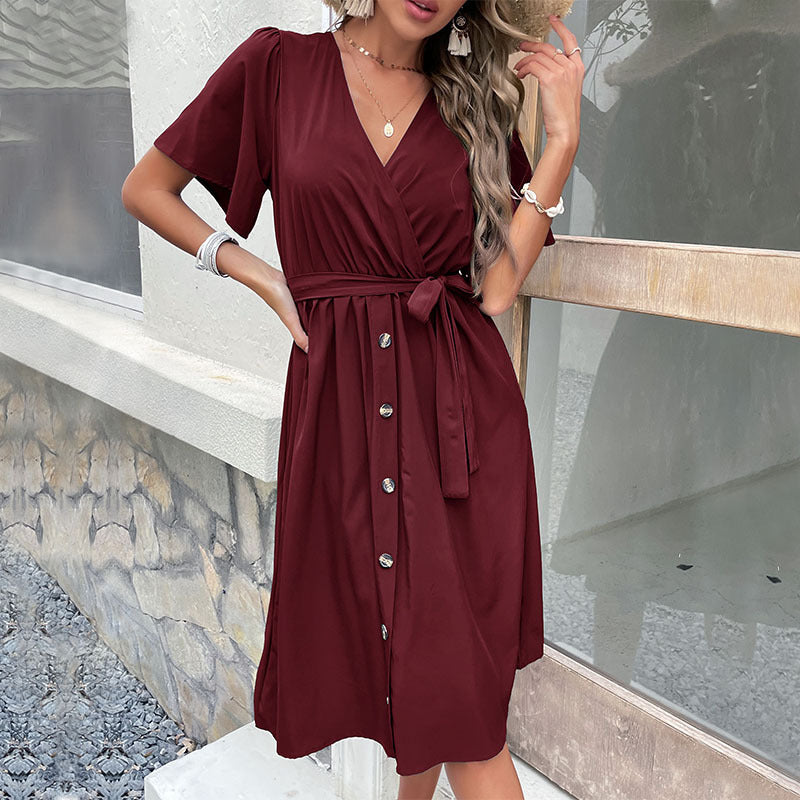 Damen Wickelkleid mit Knopfleiste und Taillengürtel Echo Archiv