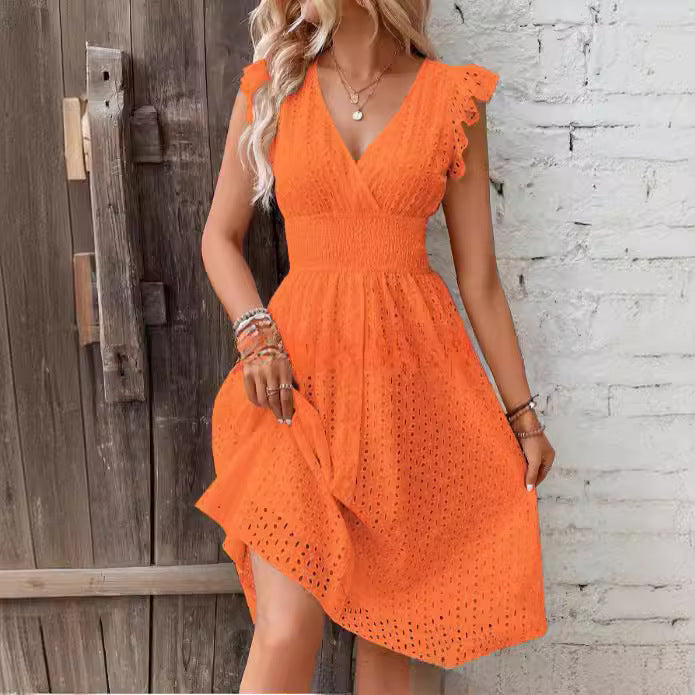 Damen Sommerkleid mit eleganten Spitzenärmeln Echoarchiv