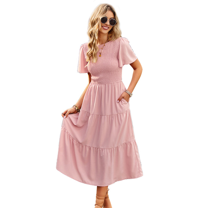 Damen Midikleid mit schwingendem Rüschensaum und elastischem Oberteil Echo Archiv