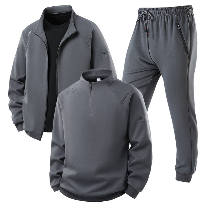 Herren Dreiteiliges Thermo-Trainingsset mit Halbzip-Pullover, Zip‑Jacke und Jogginghose Echoarchiv