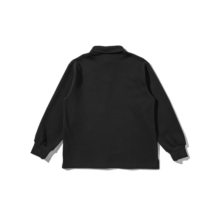 Unisex Langarm-Poloshirt-Sweatshirt mit besticktem Brustmotiv und gerippten Bündchen Echoarchiv