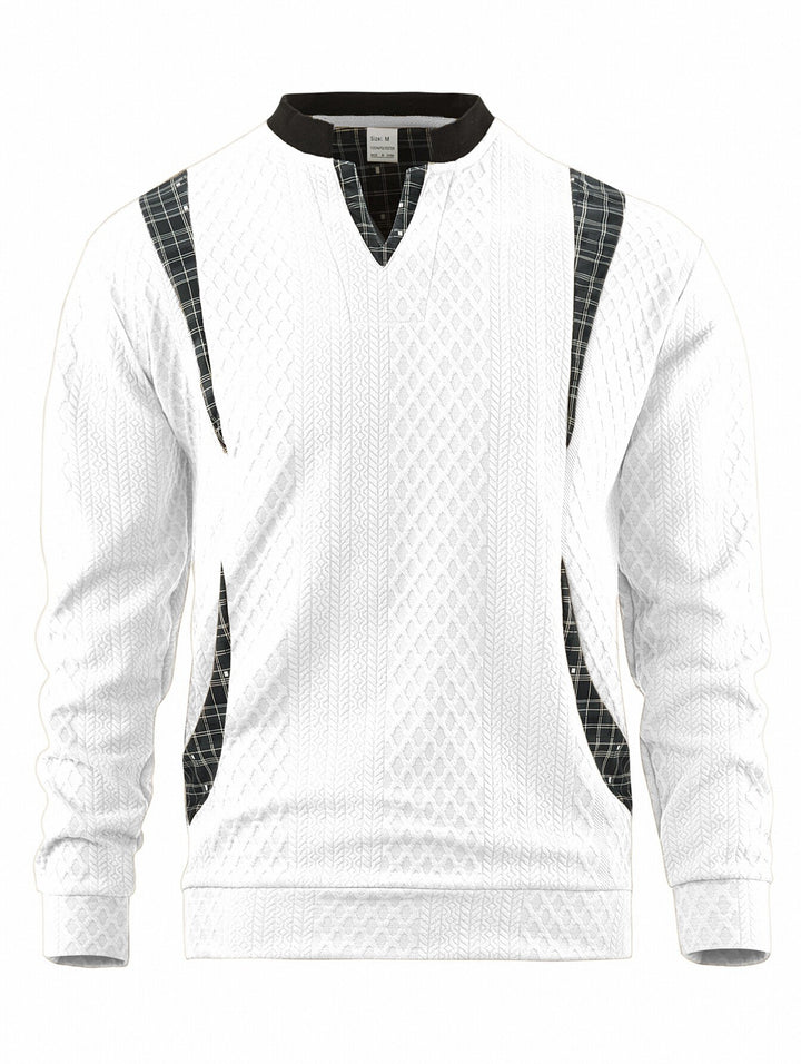 Herren Strickpullover mit modischen Karoelementen Echoarchiv