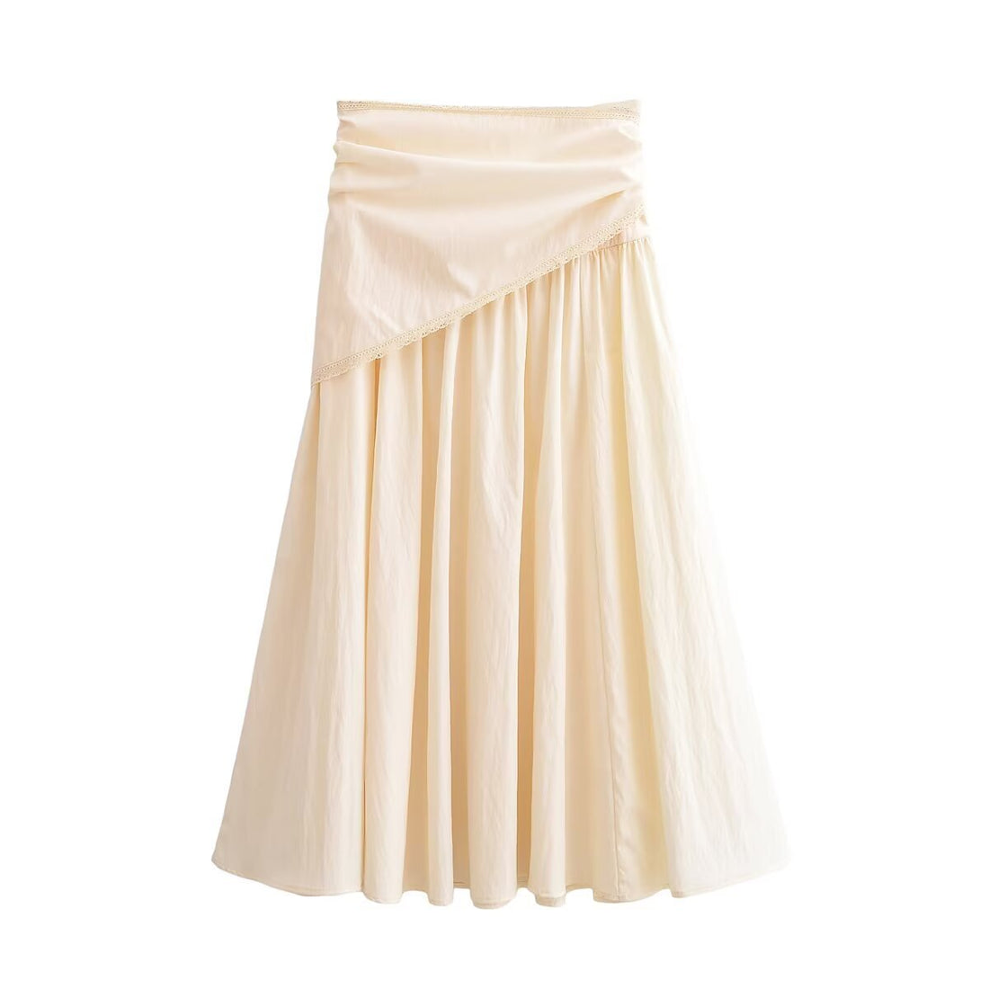 Damen Midirock mit Wickel-Overlay, hoher Taille und Spitzenbesatz Echo Archiv