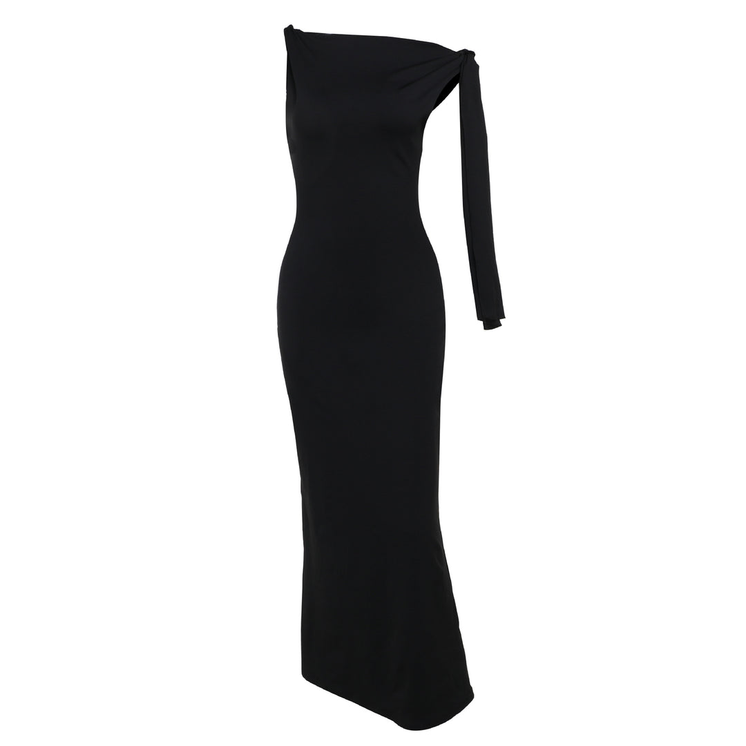 Damen elegantes Maxikleid mit asymmetrischem Design und einem ärmellosen Schnitt Echo Archiv