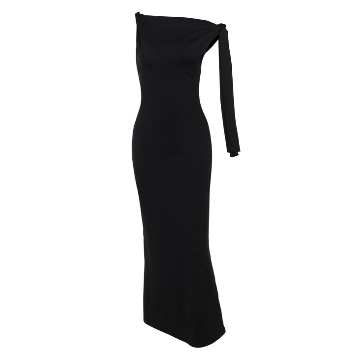 Damen elegantes Maxikleid mit asymmetrischem Design und einem ärmellosen Schnitt Echo Archiv