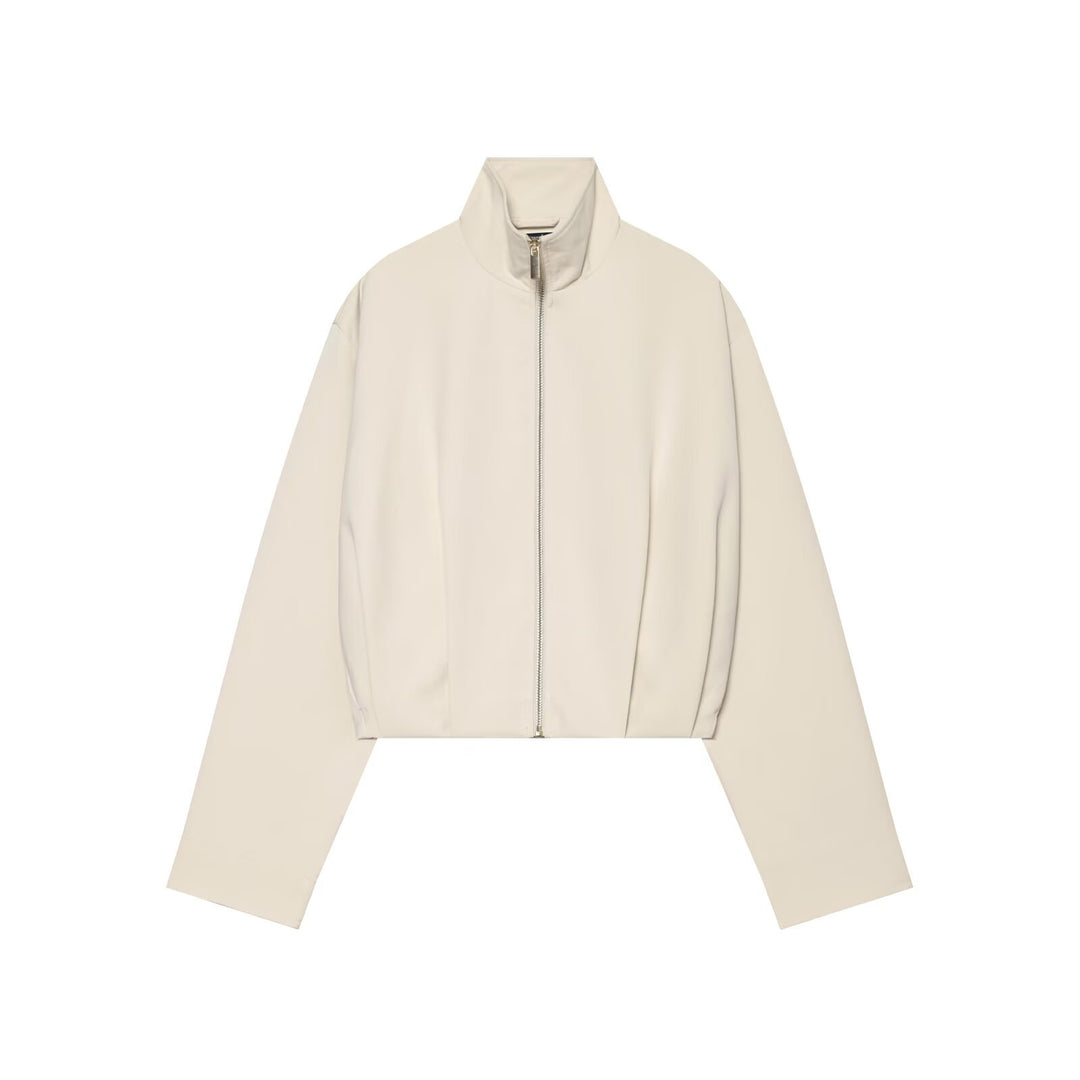 Damen Cropped Blousonjacke mit hohem Stehkragen, kastiger Silhouette und durchgehendem Metallreißverschluss Echo Archiv