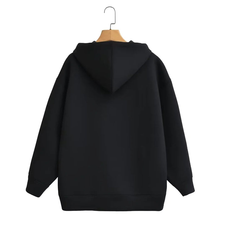 Unisex Oversize Kapuzenjacke mit durchgehendem Reißverschluss, Kängurutaschen und lässigem Boxy-Schnitt – Auréline