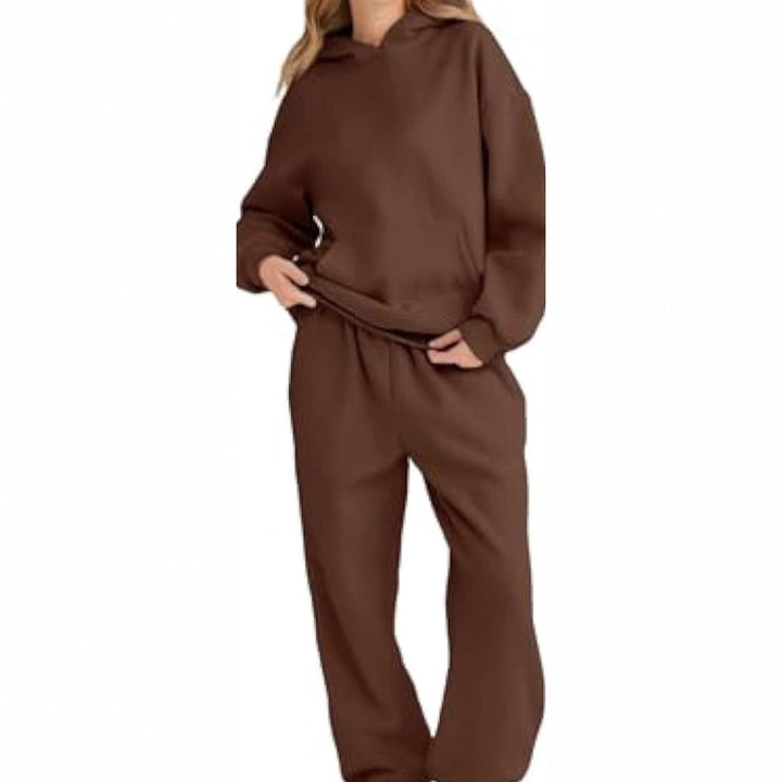 Damen Lässiges Hoodie-Jogging-Set aus French Terry mit Oversize-Kapuzenpullover und hochgeschnittener Jogginghose – Auréline