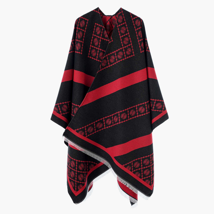 Damen Luxuriöses Jacquard-Überwurfcape mit kastiger Silhouette – Avérine
