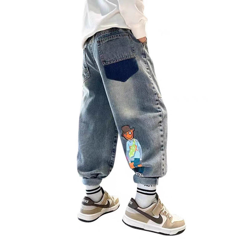 Herren lässige Baggy-Jeans mit farbigen Applikationen Echo Archiv