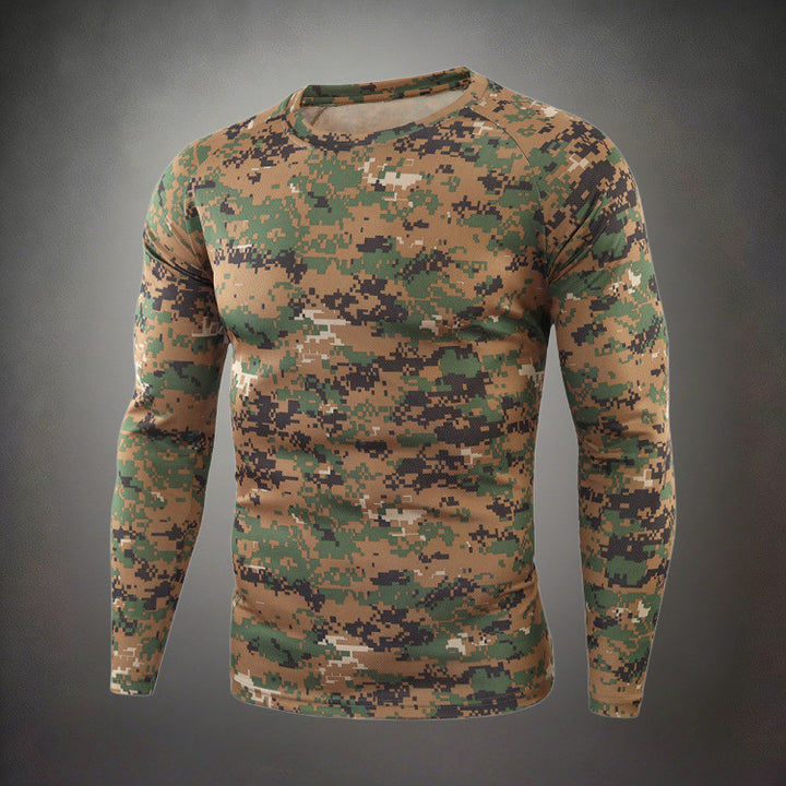 Herren Funktionales Langarmshirt mit Camouflage-Muster – Marzano