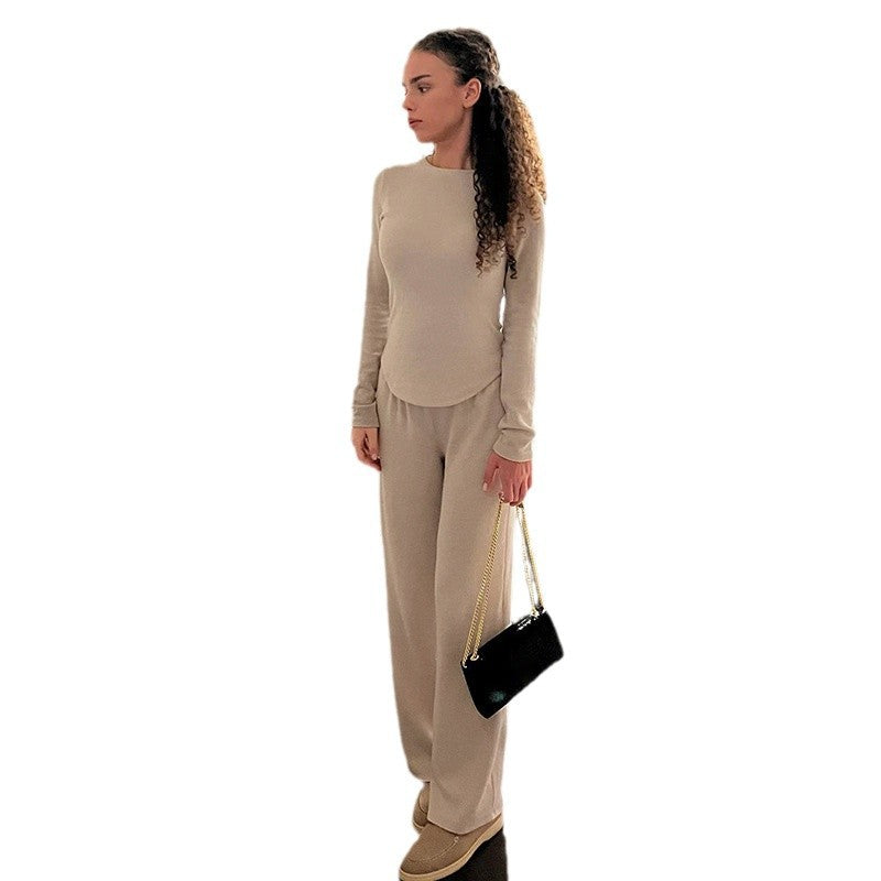 Damen nan legerer Palazzo-Loungehose mit Umschlagbund und weichem Baumwollstretch Echo Archiv