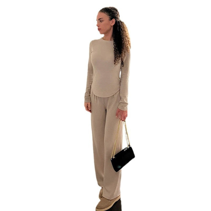 Damen nan legerer Palazzo-Loungehose mit Umschlagbund und weichem Baumwollstretch Echo Archiv