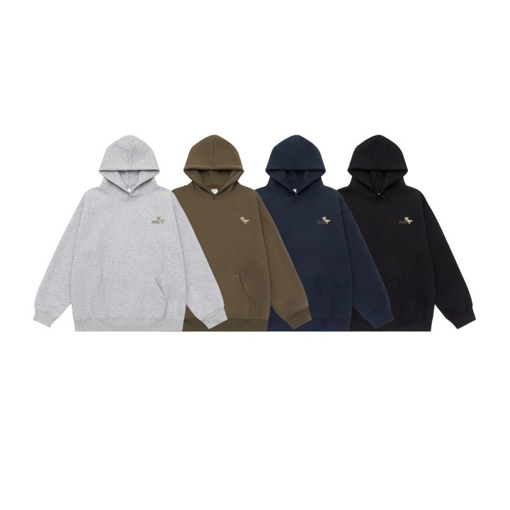 Unisex Oversize-Kapuzenpullover aus schwerer French-Terry mit Kängurutasche und dezenter Bruststickerei Echoarchiv