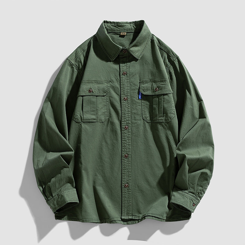 Herren Overshirt aus robustem Baumwoll-Twill mit Pattentaschen und durchgehender Knopfleiste Echo Archiv