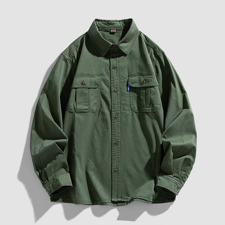 Herren Overshirt aus robustem Baumwoll-Twill mit Pattentaschen und durchgehender Knopfleiste Echo Archiv
