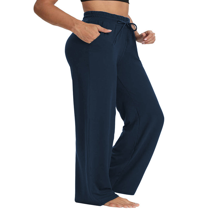 Damen Weite High-Waist Yogahose mit Leopardenmuster und Kordelzug echoarchiv-