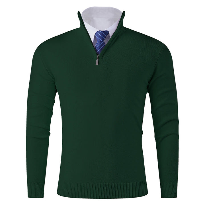 Herren eleganter Stehkragenpullover mit Reißverschluss Echoarchiv