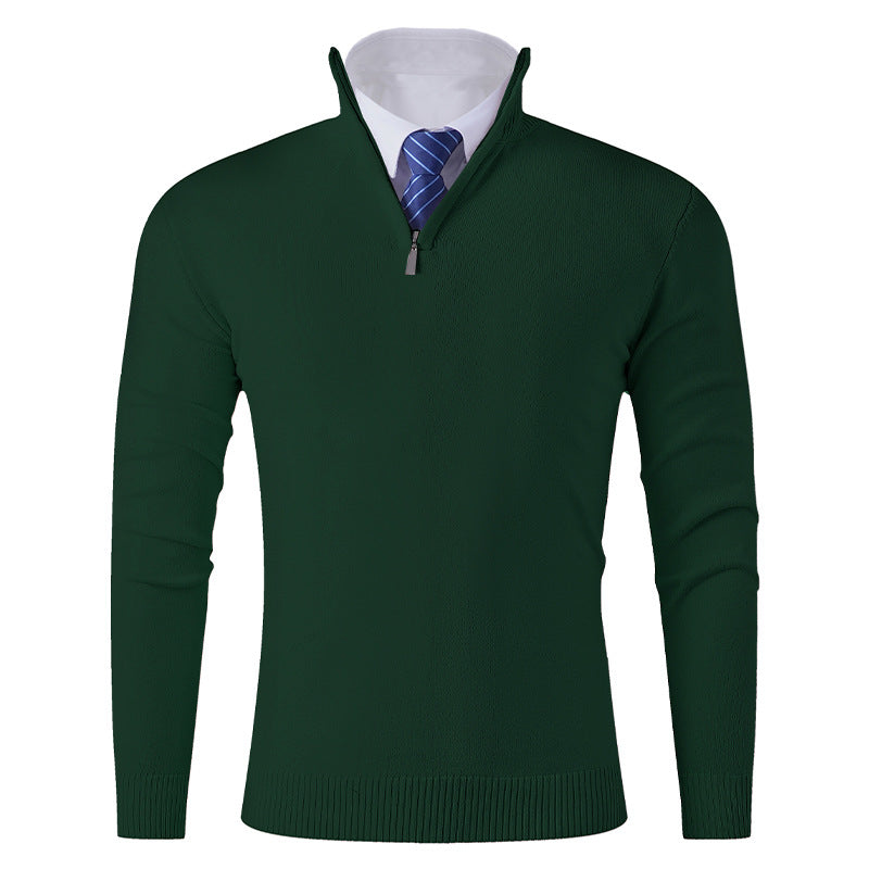 Herren Eleganter Feinstrick-Halbzip-Pullover mit Stehkragen, geripptem Saum und schmaler Silhouette Echo Archiv