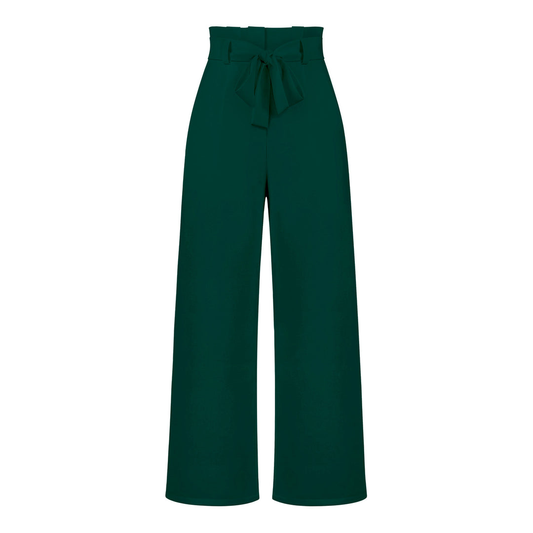 Damen hochtaillierte Paperbag-Hose mit weitem Bein und Taillengürtel – Avérine