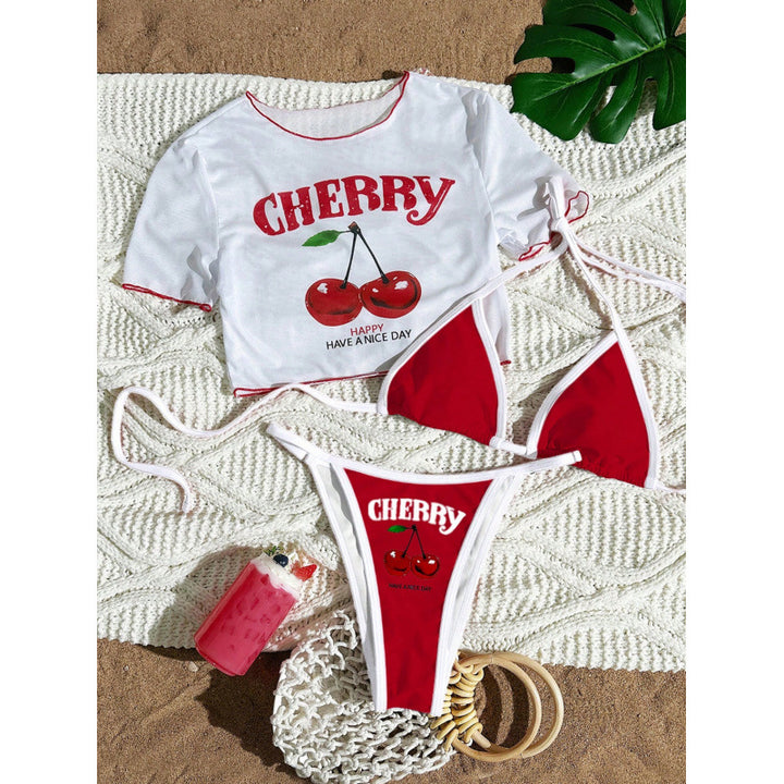 Damen Crop-Top Bikini-Set mit sportlichem Schnitt und Brasil-Print Echo Archiv