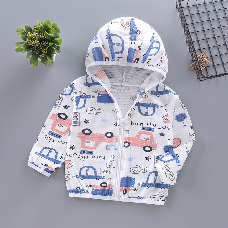 Unisex nan leichte Kapuzenjacke für Kleinkinder mit süßem Tierprint und Reißverschluss  Echo Archiv
