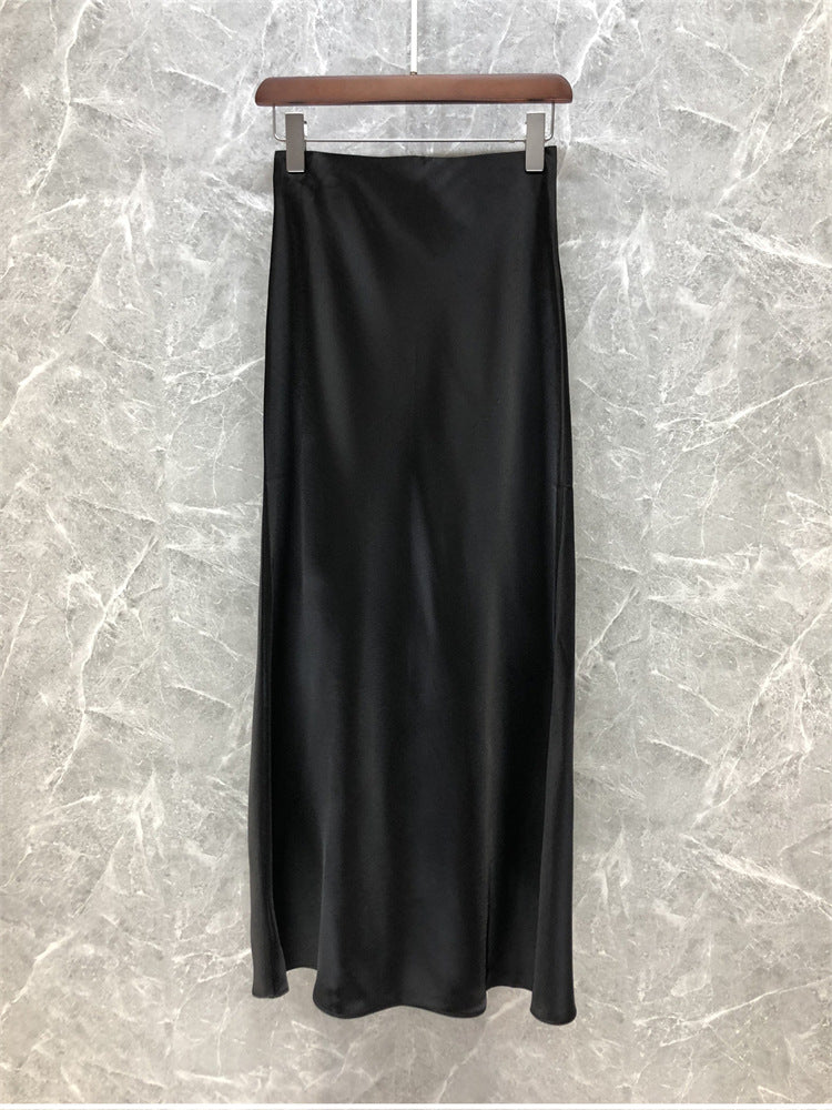 Damen Eleganter Midi-Rock aus hochwertigem Satin Echoarchiv