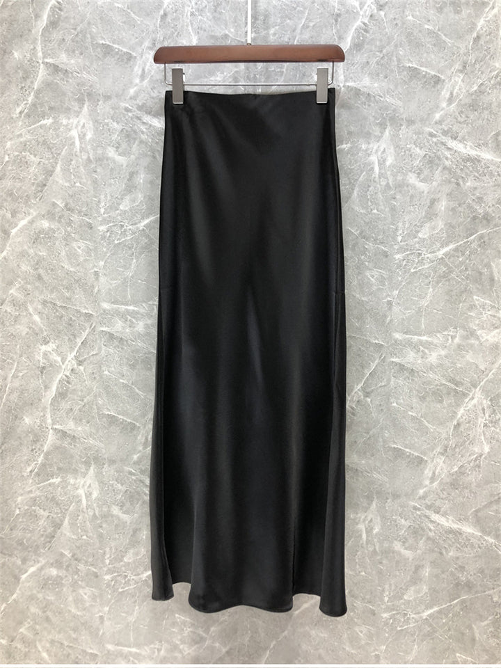 Damen Eleganter Midi-Rock aus hochwertigem Satin Echoarchiv