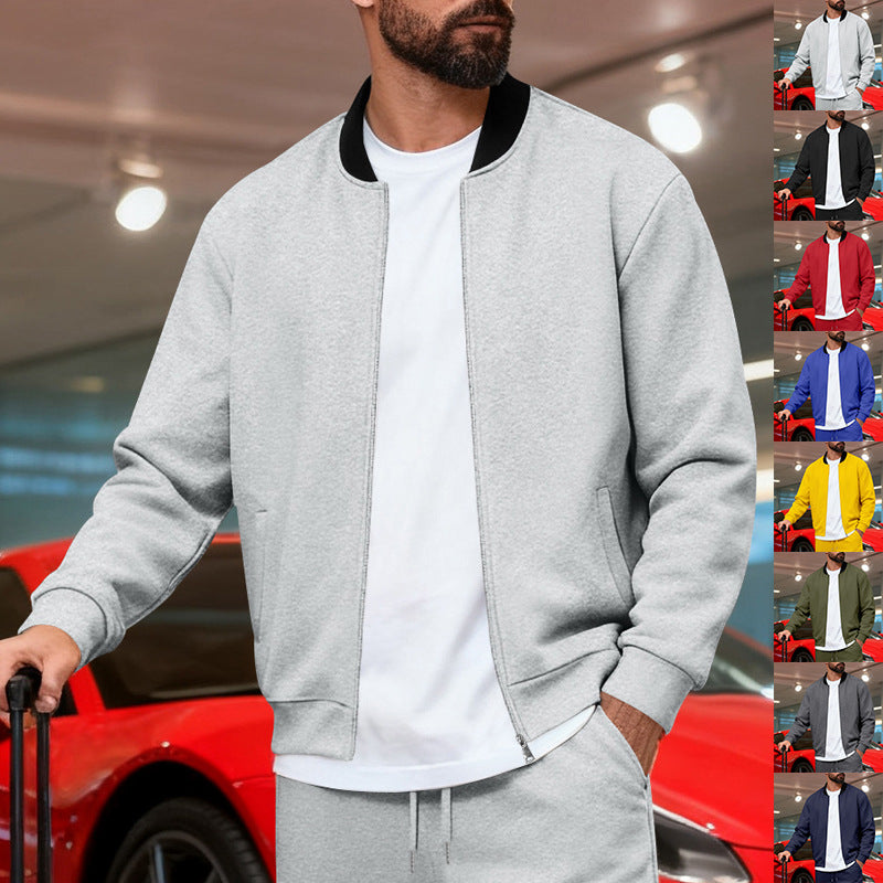 Herren nan urbane Sweat-Trackjacke mit Stehkragen verdecktem Reißverschluss elastischen Rippbündchen und Eingrifftaschen Echo Archiv