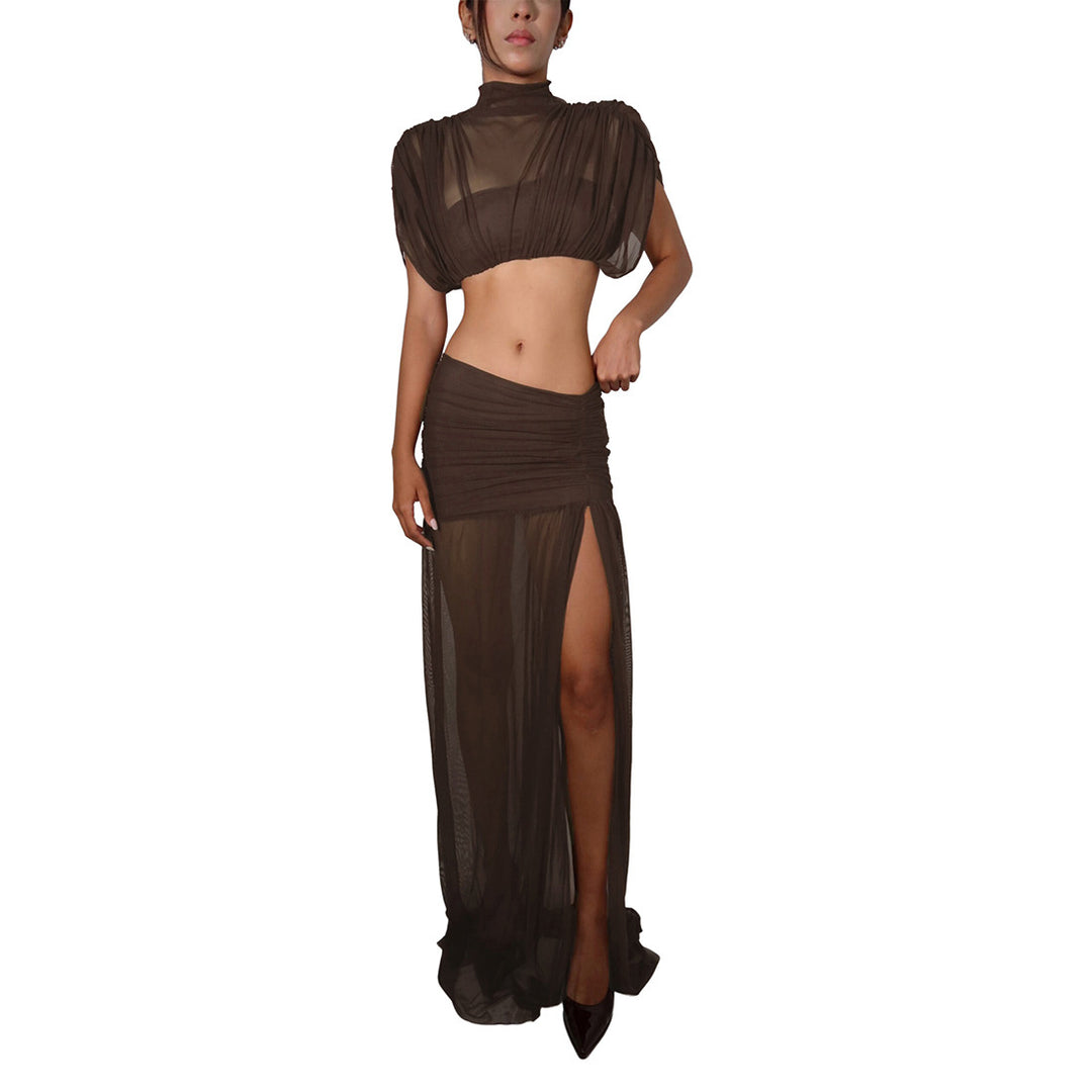 Damen Elegantes und figurbetontes Cut-Out Kleid mit hochgeschlossenem Design Echo Archiv