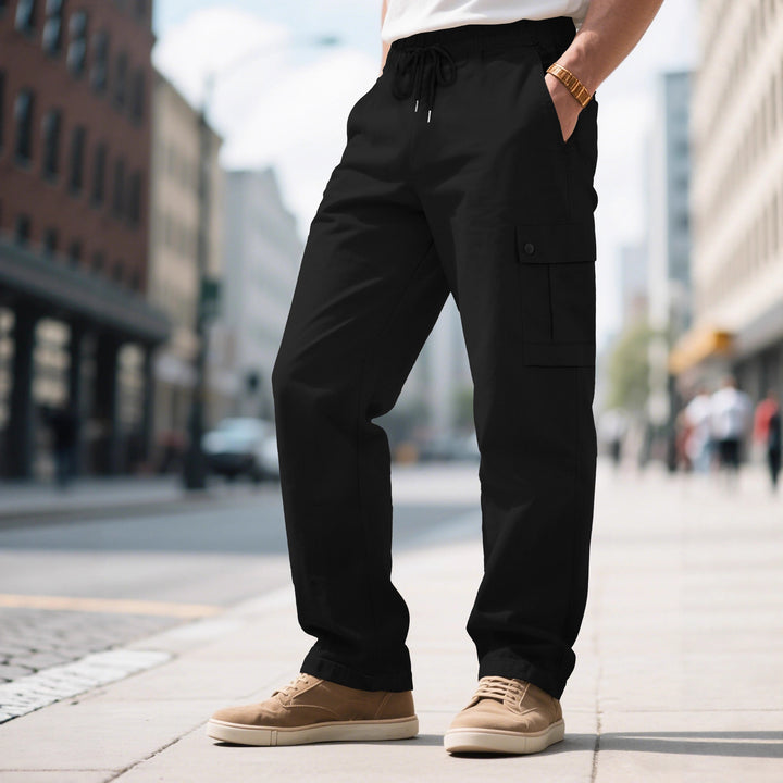 Herren nan urbane utilitarische Cargohose mit elastischem Komfortbund, Tunnelzug und verschließbaren Klappentaschen Echo Archiv