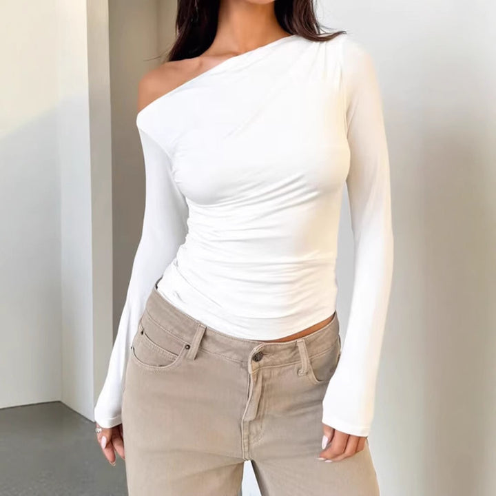 Damen Asymmetrisches Langarmshirt mit elegantem Schnitt und figurformendem Design Echo Archiv