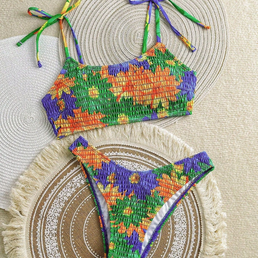 Damen Buntes Blumenmuster Bikini Set Echo Archiv